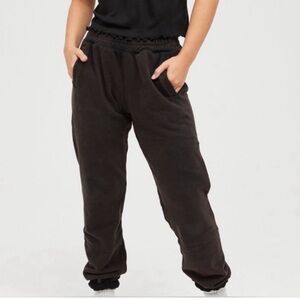 aerie offline throwback black fleece jogger sweatpants